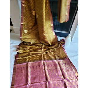Women Pure Silk Kanjivatam Saree W Blouse Handloom Royal Wedding